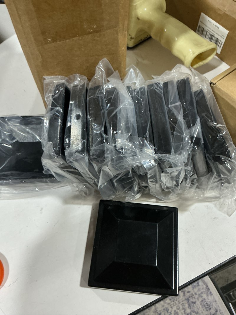 Condition photo showing Good Condition for dunzy 12 pack aluminum 3" x 3" heavy duty post caps for actual 3" x 3" metal wood fence deck corridors mailbox posts end cover black spray protection post topper weatherproof corrosion-resistant