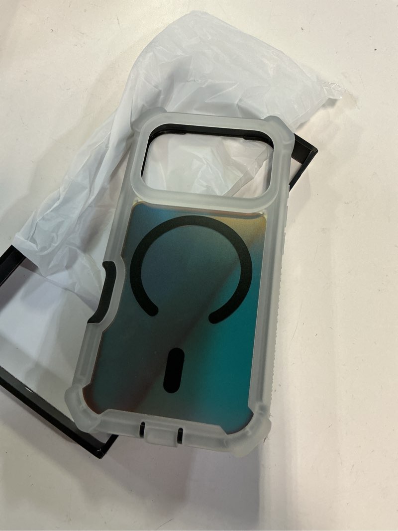Condition photo showing New/Like New for bonoma for iphone 17 pro case 2025, iridescent back, magnetic support for magsafe shockproof cover, crystal and corner high-duty protection for girls women -black iridescent-black iphone 17 pro