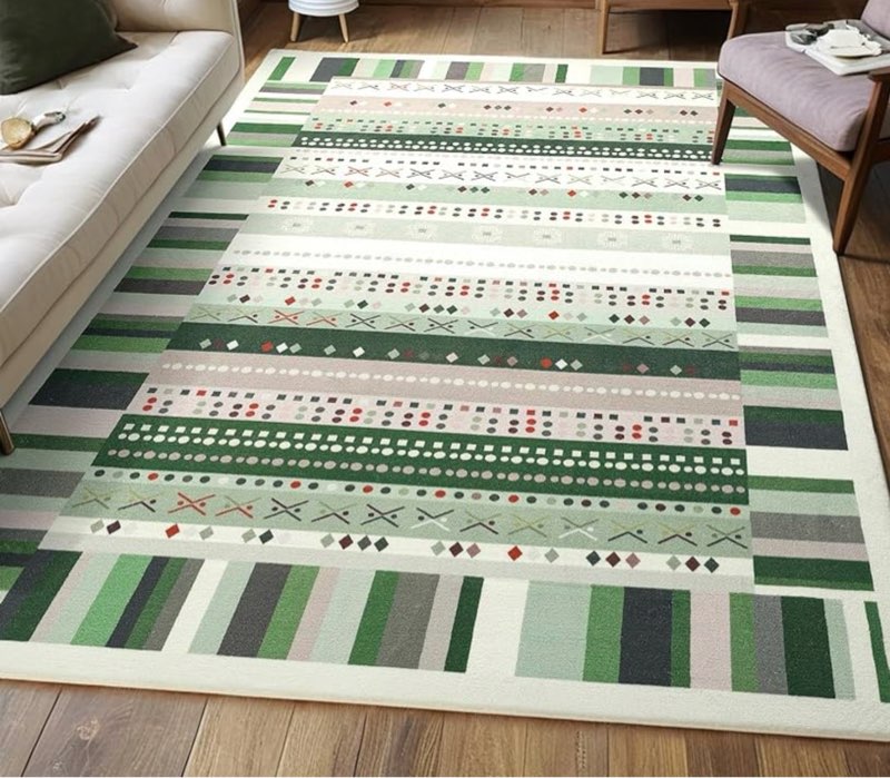 Nuttumico Large Soft Faux Wool Area Rugs for Living Room, 6x9 Feet Washable Rug for Bedroom, Non-Slip Plush Rugs, Modern Print Low-Pile Floor Capets for Kids Dorm Nursery Kitchen, Green