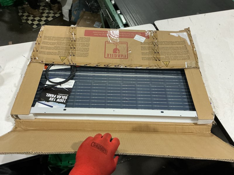 Condition photo showing As Is for eco-worthy 200 watt bifacial solar panel 2pcs 100 watt monocrystalline solar panel module off grid pv power for home, camping, boat, shed farm, rv,12v/24v battery 2 pack bifacial solar panel