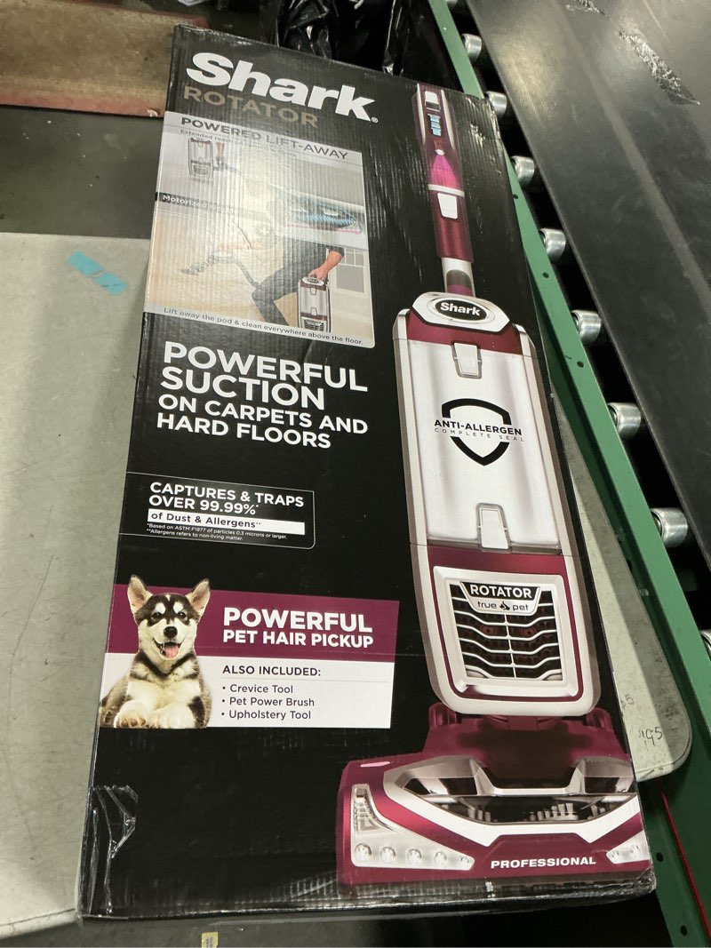 Condition photo showing New/Like New for Shark NV752 Rotator Powered Lift-Away TruePet Upright Vacuum with HEPA Filter, Large Dust Cup Capacity, LED Headlights, Upholstery Tool, Perfect Pet Power Brush & Crevice Tool, Bordeaux