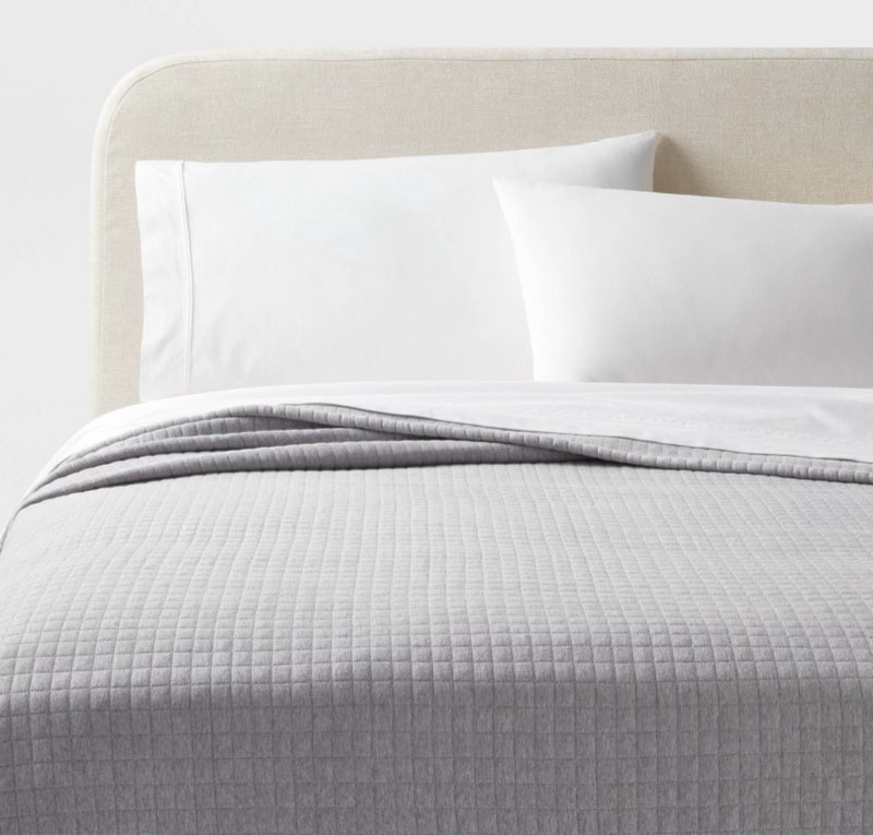 Full/Queen Jersey Quilt Heather Gray - Threshold