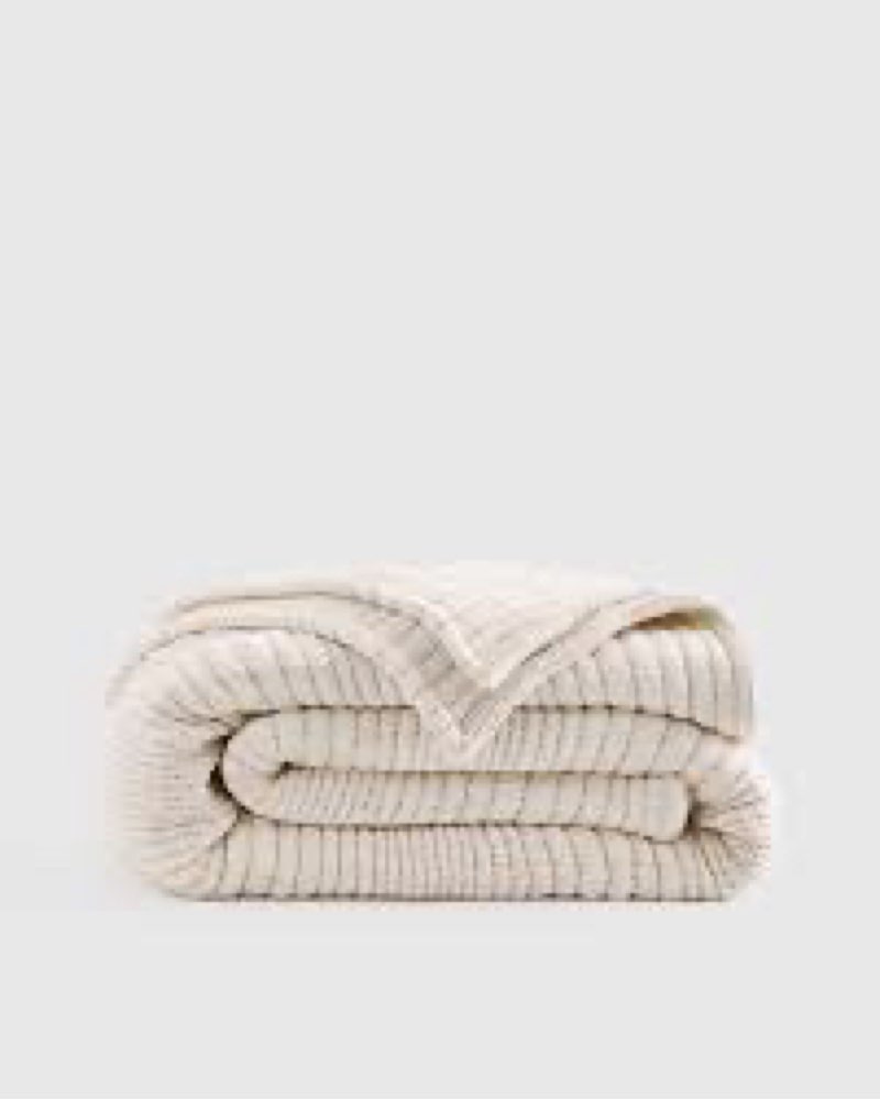  Organic Cotton Channel Stitch Coverlet / Undyed / Full/Queen