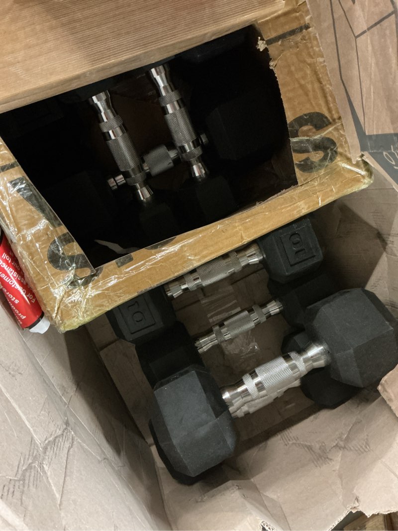Condition photo showing Good Condition for Fitvids Rubber Coated Hex Dumbbell set 10/15/25 lbs  8 pcs 