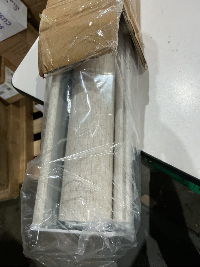 Condition photo showing Good Condition for joydeco natural woven roller shades for indoor windows, cordless blackout blinds with curved valance, thermal insulated uv protection privacy window shades for home and cream