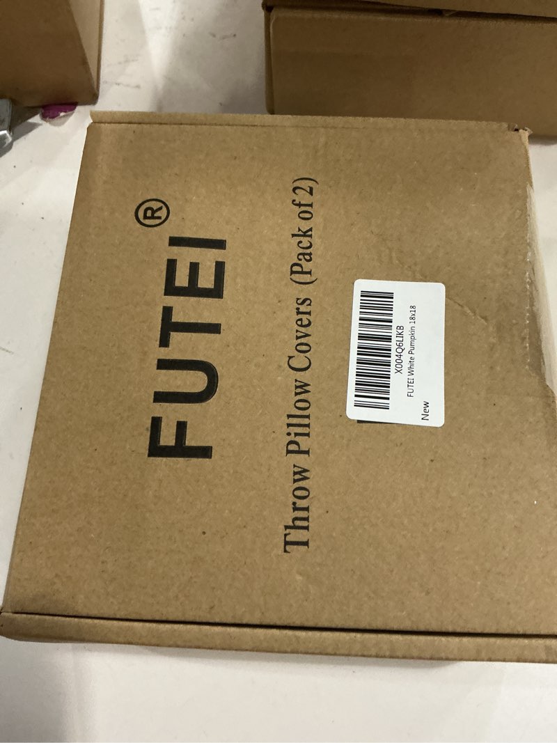 Condition photo showing New/Like New for FUTEI Fall Pumpkins Throw Pillow Covers 18x18 Inch Set of 2,Soft Faux Cashmere Cushion Case for Autumn Thanksgiving Holiday Home Decorations Burnt Orange?white Pumpkins? 18" x 18" (Pack of 2)