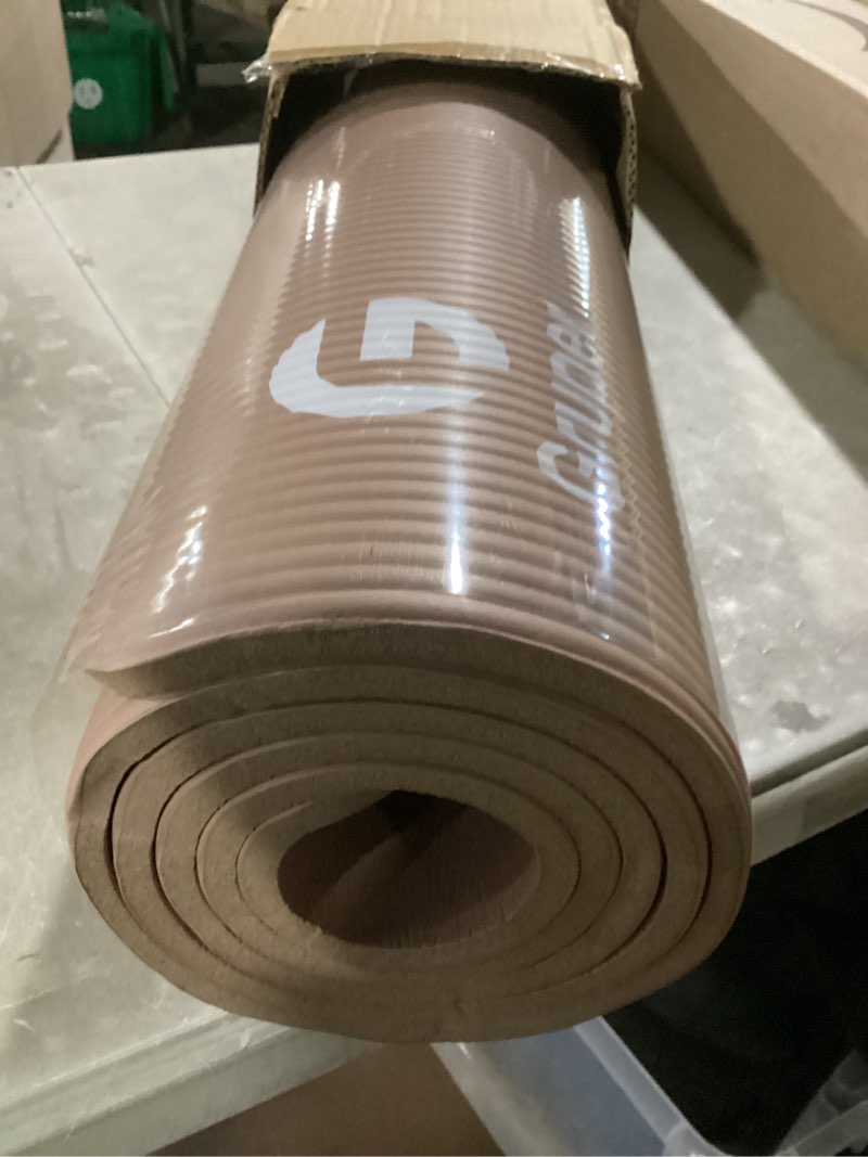 Condition photo showing Good Condition for gruper yoga mat non slip nbr extra thick yoga mat, 72"l x 32"/24"w x 0.6"/0.4"th (185cm x 80cm/61cm x 15mm/10mm), anti-tear exercise mat with carrying strap and bag, workout mats for yoga, pilates brown 72 x 24 x 0.4 inches