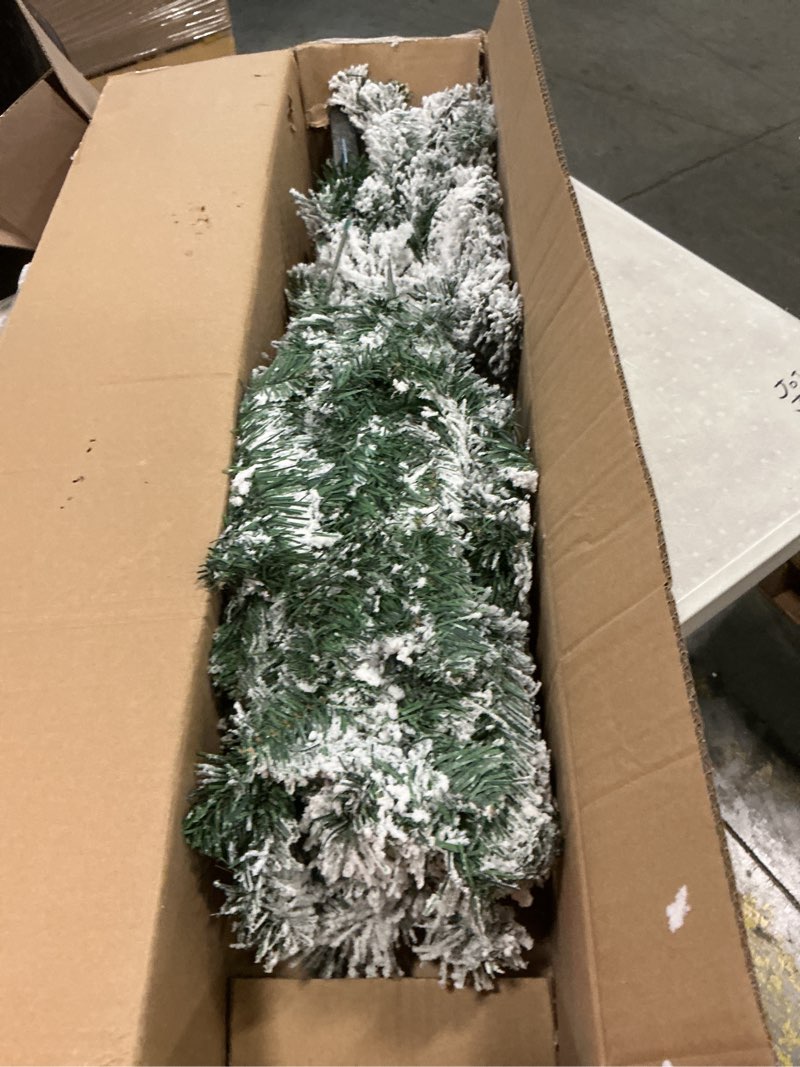 Condition photo showing As Is for nearly natural 4ft. flocked rock springs spruce artificial christmas tree