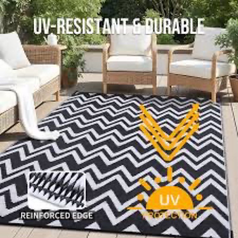OLANLY Waterproof Outdoor Rug 8x10 ft Clearance, Reversible Outdoor Plastic Straw Rug, RV Mat, Indoo