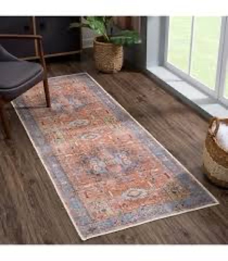 Unique Loom Palace Collection Area Rug - Saray (2' x 8' Runner, Light Blue/ Red)