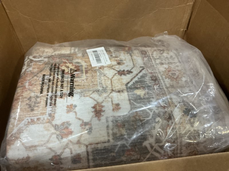 Condition photo showing Good Condition for madane hallway runner rug 3x18 - kitchen rugs 18ft washable entryway rug vintage kitchen runners non slip indoor area rug farmhouse carpet runner for bathroom living room bedroom, turmeric/grey turmeric/grey 3' x 18' (runner)