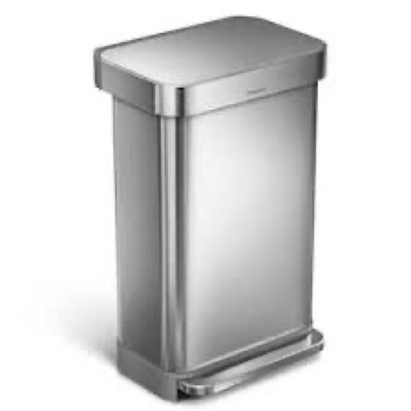 SIMPLI-MAGIC 50 Liter Soft-Close, Smudge Resistant Trash Can with Foot Pedal and Built in Filter-Stainless Steel, Sleek Finish, 50L/13.2 Gallon