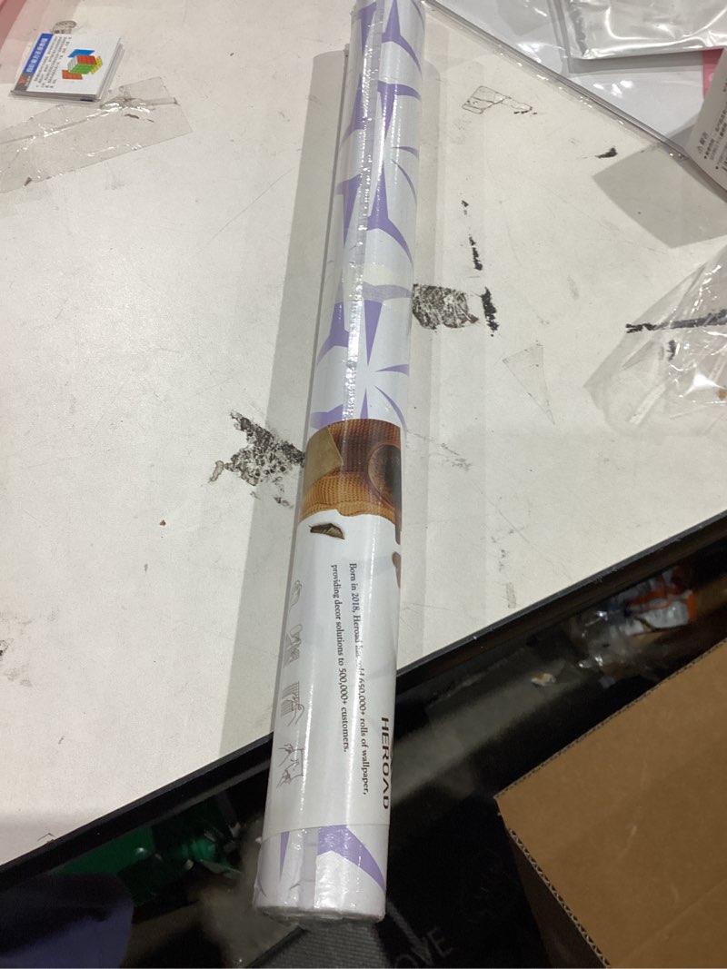 Condition photo showing New/Like New for Heroad Wall Paper Peel and Stick Modern Light Purple Wallpaper Peel and Stick Boho Geometric Contact Paper for Cabinets and Drawers Renter Friendly Self-Adhesive Removable Waterproof 17.7” x 118” 17.7" x 118" Purple and White