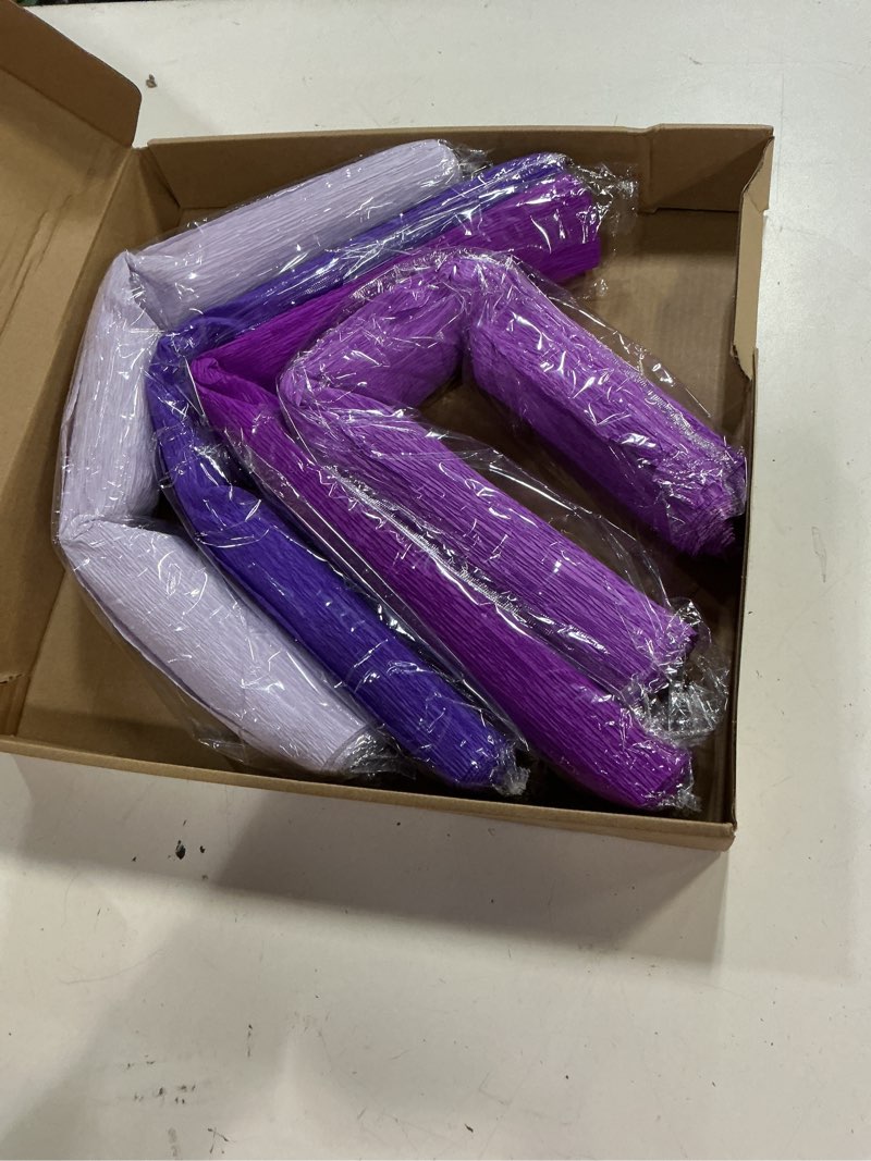 Condition photo showing New/Like New for m meterxity 4-pack crepe paper, 8.2ft x 20" /250 x 50cm(lxw) soft wide crepe paper streamer sheet, decorative craft streamer for diy [lotus color, light purple, purple, dark purple]