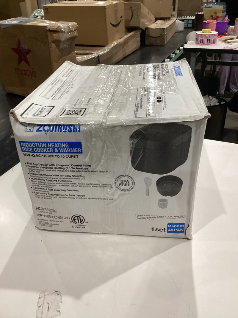 Condition photo showing Good Condition for Zojirushi NW-QAC18 10-Cup Capacity Flat-Top Induction Cooker and Warmer with Custom Cooking Pan, Double Nonstick Coating for Easy Clean-Up (Black) 10.375 x 13.375 x 9 10 CUP