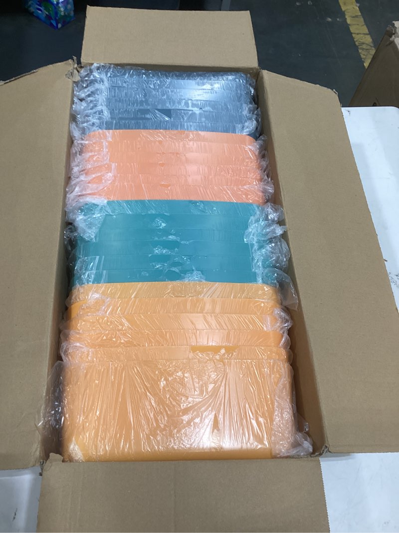 Condition photo showing Good Condition for geetery 24 pcs plastic storage bins, 10 x 7 x 4 multiple color containers pantry baskets with handles organizing bins for kitchen bathroom organizer cupboard box on shelves