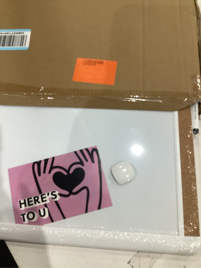 Condition photo showing Good Condition for u brands magnetic dry erase board white board, 16" x 20", white pin-it frame, includes marker and magnet 20"w x 20"h white