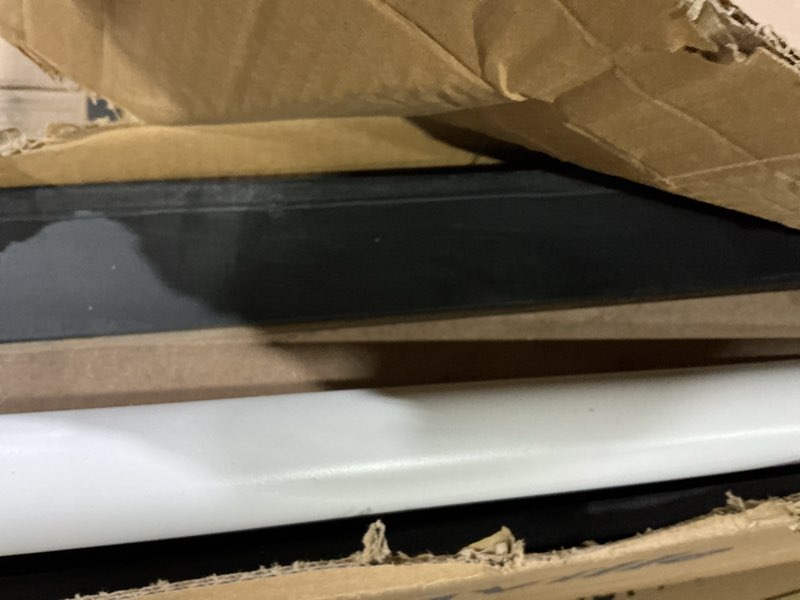 Condition photo showing As Is for possibly missing pieces 72\\\\\\\" floating mantel shelf - modern white fireplace mantel with matte lacquer finish for living room elegance (72\\\\\\\", black) 72\\\\\\\" black