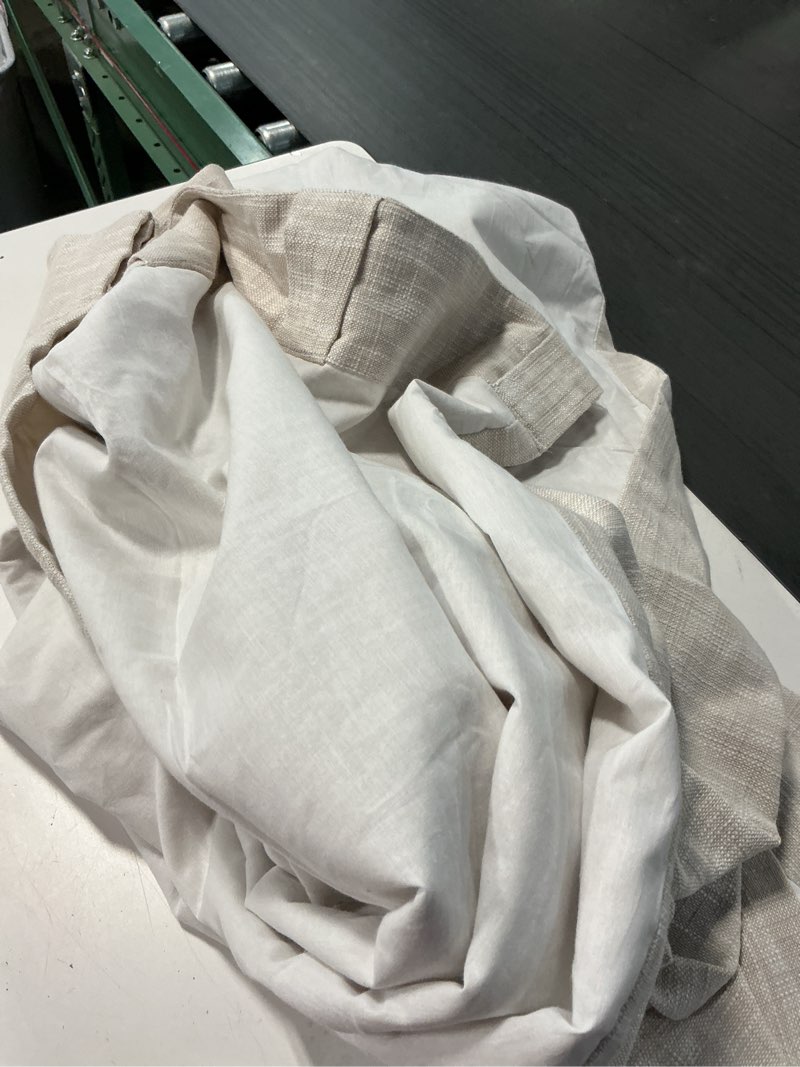 Condition photo showing As Is for european linen true blackout curtain (missing 1 piece )
