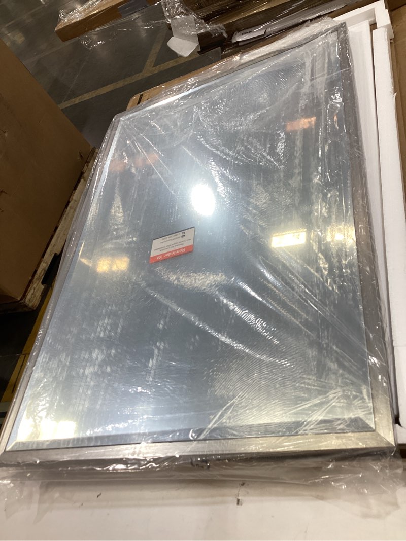 Condition photo showing New/Like New for keonjinn brushed nickel bathroom mirror 24 x 36 inch, aluminum alloy frame | safe tempered glass with beveled edge, clear reflection, secure french cleat, transitional rectangle vanity mirror, entryway brushed nickel 36"l x 24"w