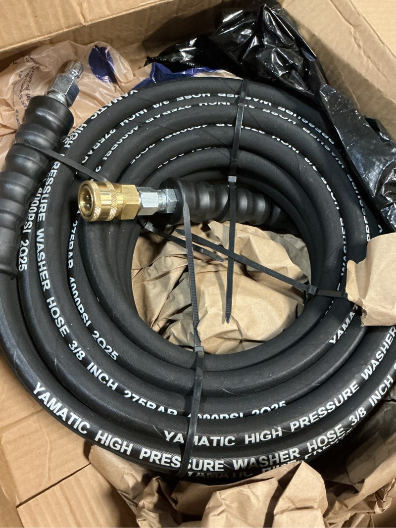 Condition photo showing Good Condition for YAMATIC 3/8" Kink Resistant Pressure Washer Hose 50FT, Swivel 3/8" Quick Connector, 4000 PSI High Durability Cold Hot Water Max. 212°F, Fit Most Residential and Commercial Pressure Washer 3/8"x50FT