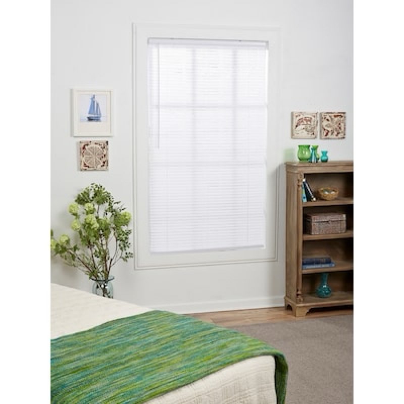 Condition photo showing Good Condition for project source 1-in slat width 38-in x 64-in cordless white vinyl light filtering mini-blinds