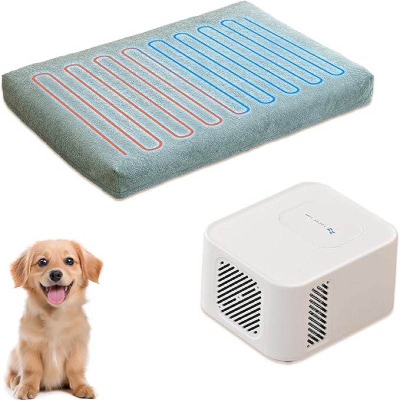 pet bed cooling system, consistent warm and cold water pad, no electric shock or chemical gel needed, machine washable bed, ideal for home and crates (cooling & heating green, dimensions 237*176*118mm