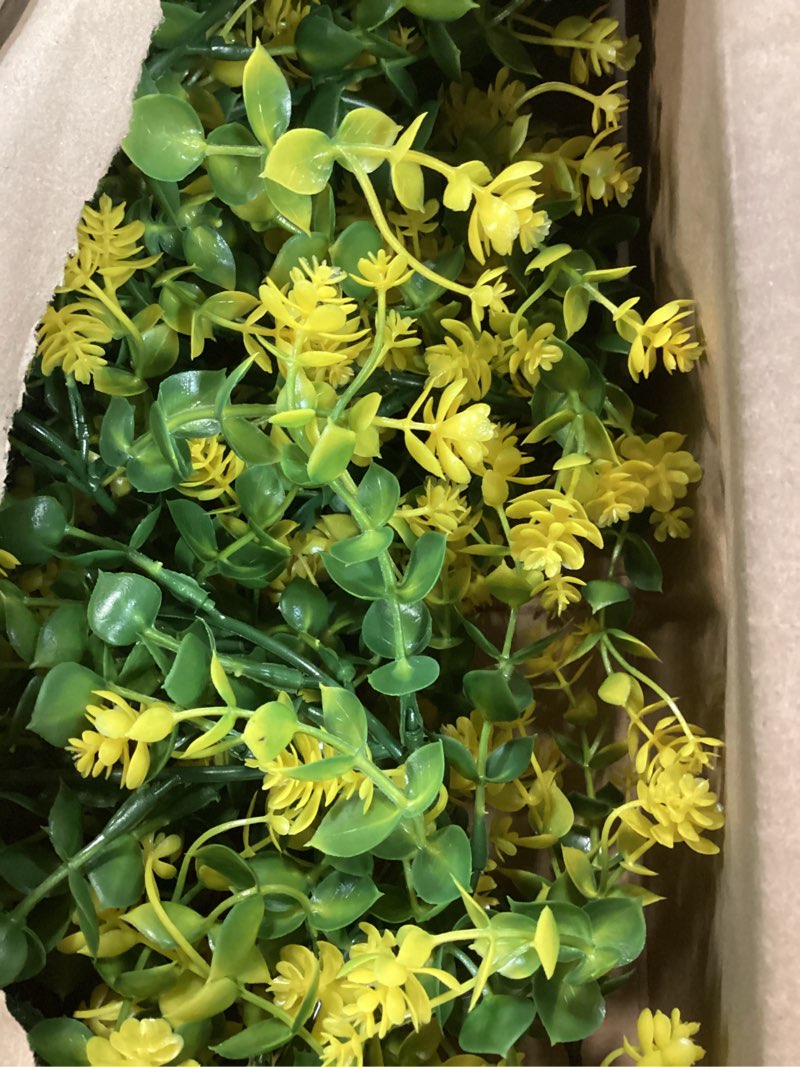 Condition photo showing Good Condition for recutms hanging garland plants artificial eucalyptus garland fake hanging eucalyptus leaf garlands with flowers faux vine plants for indoor outdoor spring thanksgiving wall arch wedding decor(yellow)