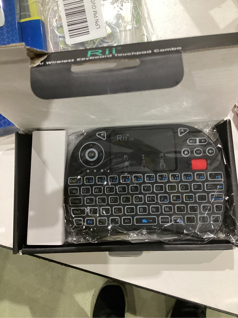 Condition photo showing New/Like New for rii x8 mini keyboard,2.4ghz portable wireless keyboard with touchpad mouse,rgb backlit,rechargeable battery for android tv box/mac/pc/nvidia shield