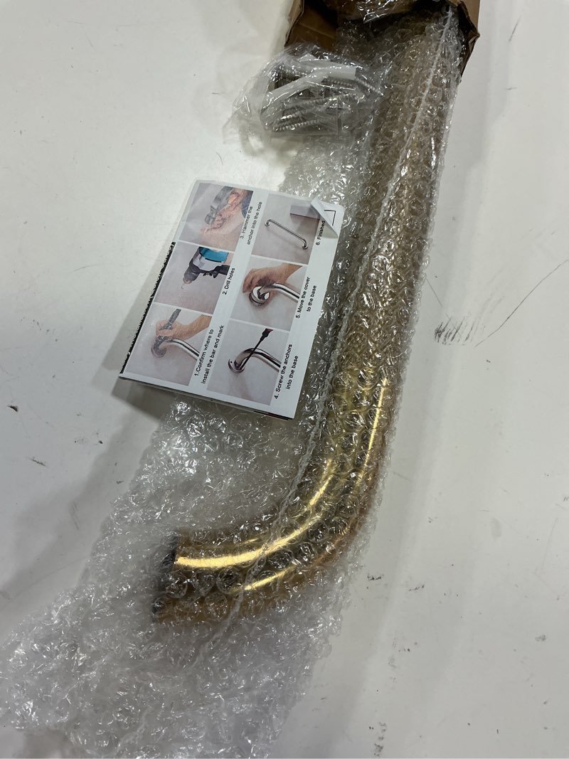 Condition photo showing Good Condition for gold shower grab bar w/anti-slip knurled grip 20 inch, zepolu wall mounted stainless steel bath grab bar,safety balanced handrail, handicap injury elderly senior assist support textured handle 20 inch gold