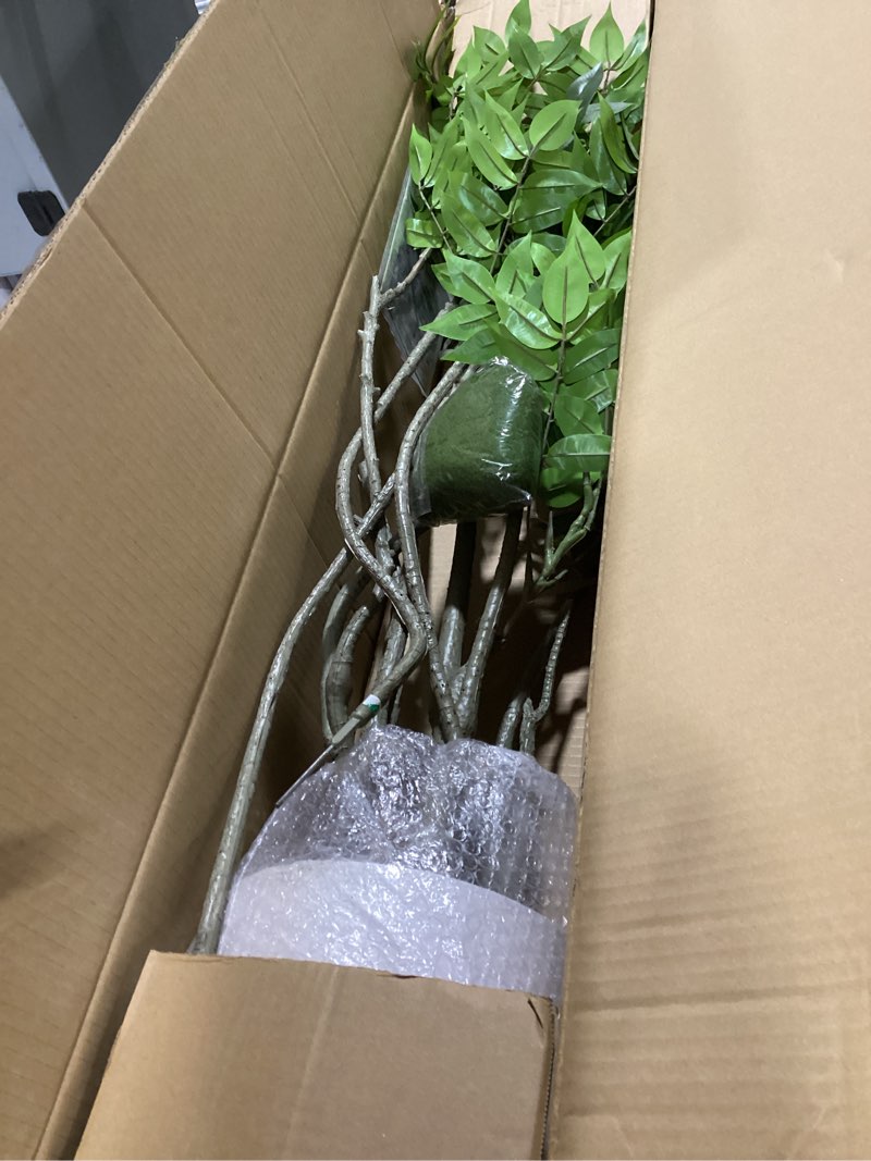 Condition photo showing Good Condition for 6.5FT Artificial Sumac Tree with White Pot, Tall Faux Plants Indoor, Large Fake Tree with Nearly Natural Silk Plant (Real Touch), for Home, Office, Living Room, Patio, Lobby Decor 6ft 6in