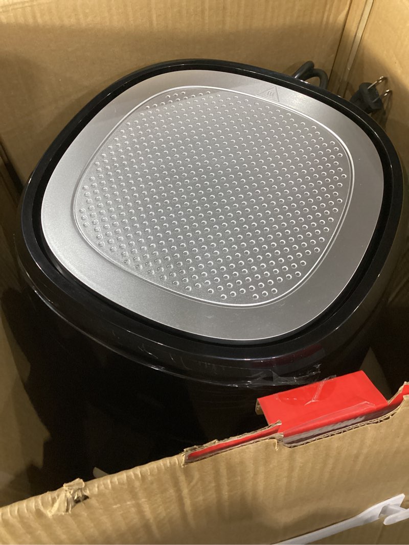 Condition photo showing As Is for gourmia 6 qt air fryer  12 presets  fryforce 360°  xl capacity  1500w  black