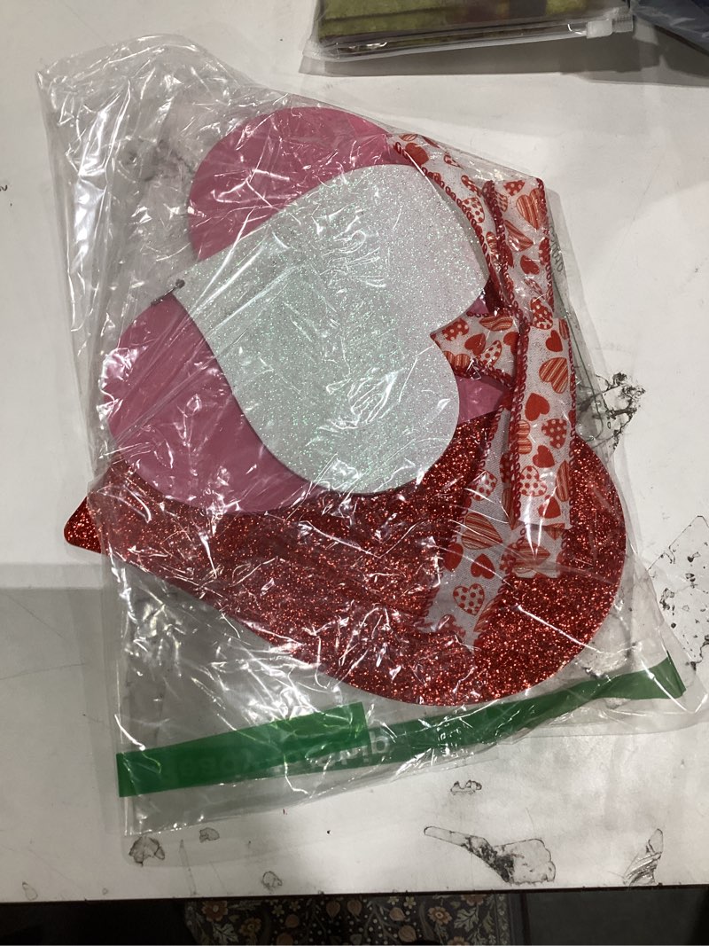 Condition photo showing Good Condition for Wooden Valentines Day Door Wreath for Front Door Sign Glitter Heart Wall Signs Valentine Decoration, Sign Welcome Hanging Crafts for Home Farmhouse Wall Decor Party Outdoor Indoor Supply Heart Pink Large