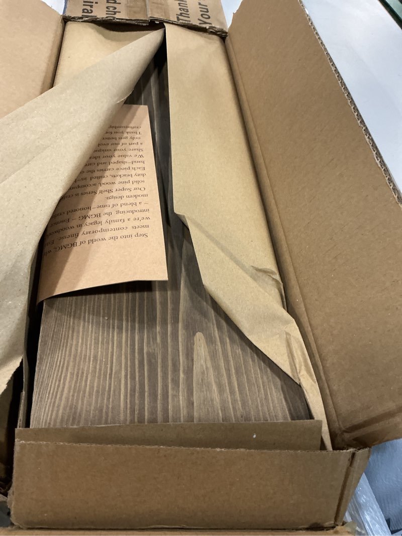 Condition photo showing Good Condition for bgmg floating shelves for wall 48 inch long set of 2,wide rustic wooden wall shelves for bathroom living room bedroom kitchen farmhouse-48x6.7x1.25 inch- dark walnut dark walnut 48 inch