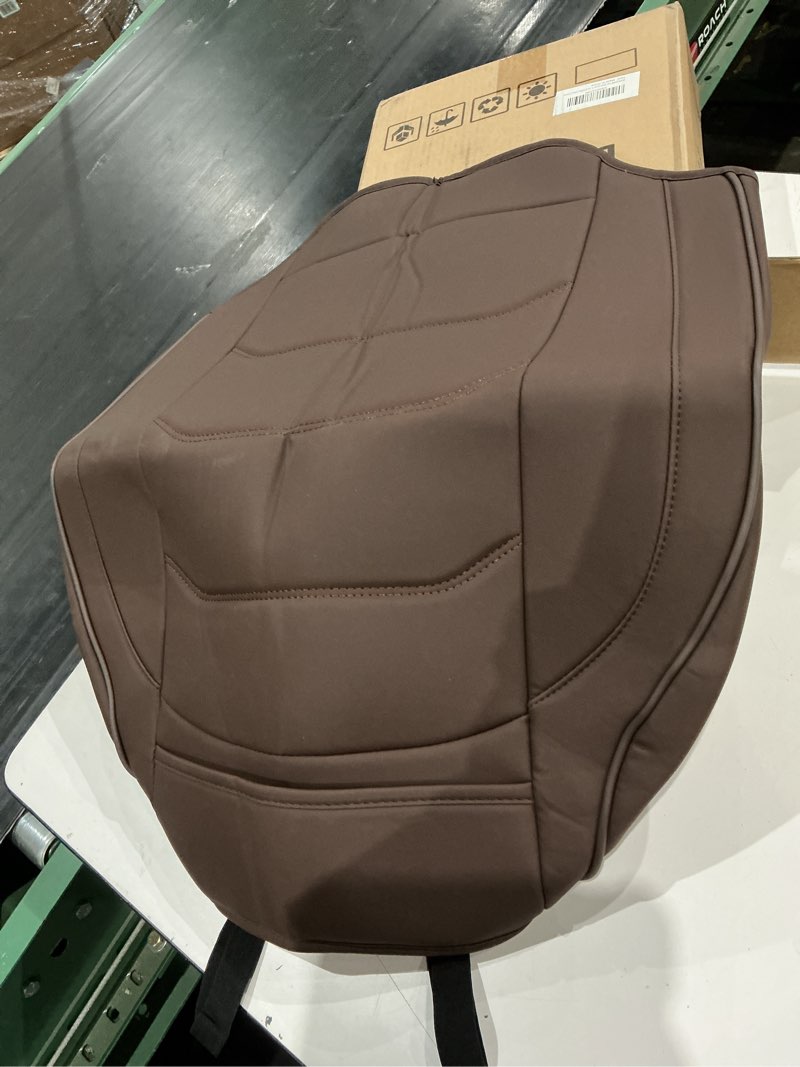 Condition photo showing As Is for incomplete. car seat cover for luxury & comfort - pu leather, anti-slip, full wrap protection with storage pocket for bottom cushion - universal fit for 95% of vehicles (coffee color,2 piece) 2 piece coffee color