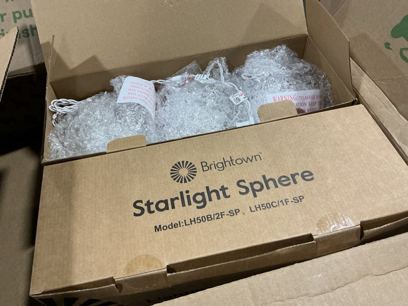 Condition photo showing New/Like New for (2 sets) Brightown Outdoor Christmas Decorations-Starlight Sphere, Replaceable Bulbs with Add-On Plug,Lighted Sphere Balls for Trees Party Wedding Patio Indoor Decorations 5.5in-3pc 50 LED(Warm White) Warm White 5.5in-3pc