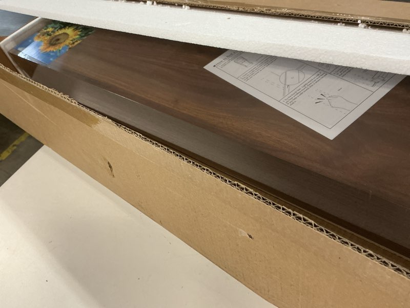 Condition photo showing Good Condition for 36 inch long floating shelves for wall, 9.3 inch deep floating shelf with heavy-duty bracket, 2 pack long shelves for bathroom, living room, bedroom, wall mounted storage shelf for books decor, walnut walnut 36 inch, 2 pack