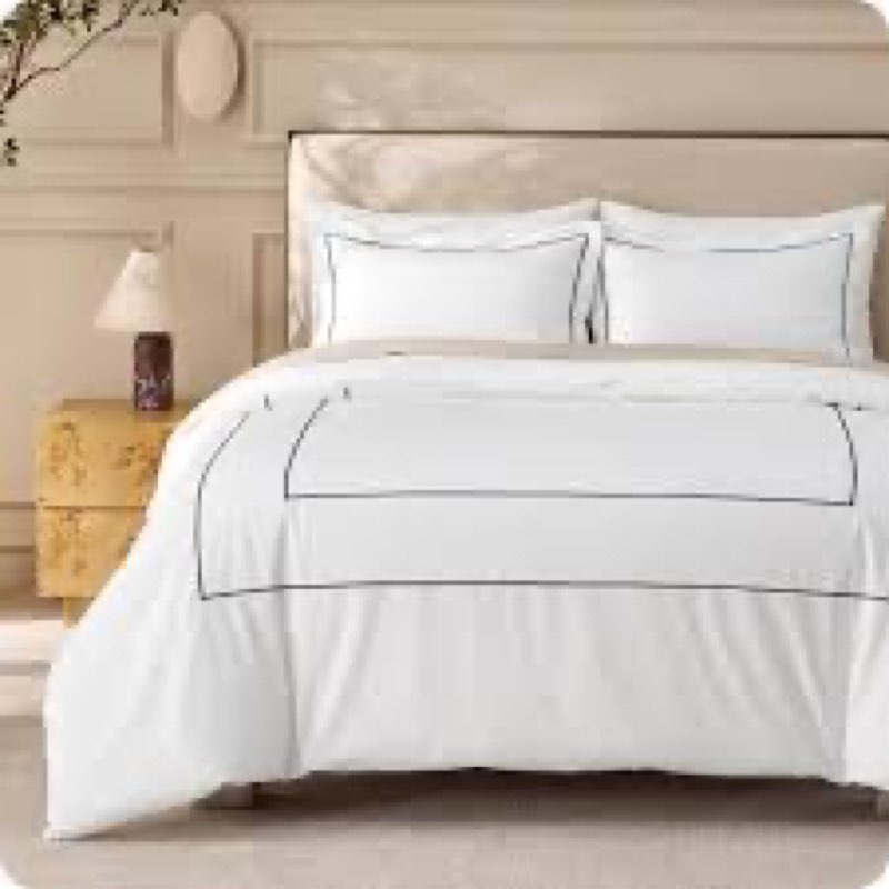 Bedsure Luxury Hotel Duvet Cover King Size, 100% White Cotton Embroidery Bedding Set, Includes 1 Duv