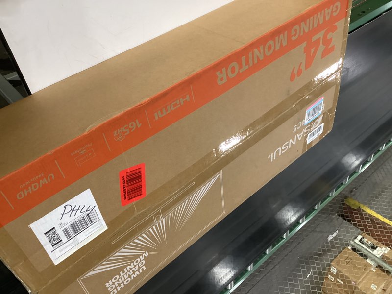 Condition photo showing As Is for DOES NOT TURN ON SANSUI 34-Inch Curved Gaming Monitor UWQHD 3440 x 1440 Up to 165Hz Curved 1500R - PIP/PBP, 1ms(MPRT), HDR, 300nits, sRGB 125%, DCI-P3 95%,FreeSync,HDMIx2,DP1.4 x2 (DP Cable Included) 34 Inch UWQHD 165Hz Curved Gaming