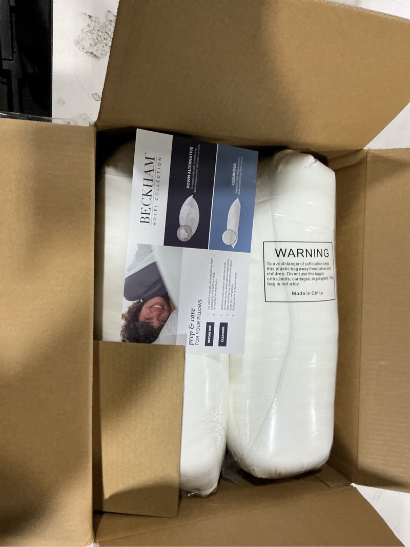 Condition photo showing New/Like New for beckham hotel collection bed pillows king size set of 2 - down alternative pillow for back, stomach or side sleepers