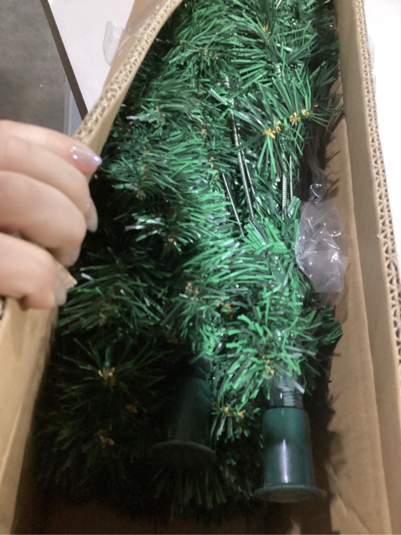 Condition photo showing Good Condition for KTKDE 7.5ft Artificial Christmas Tree is a Green one with 1450 Tips and 300 Battery-Powered LED Columns. It Features 7.87-inch Golden Five Pointed Star and is Perfect for Family and Office Gatherings Green 7.5ft