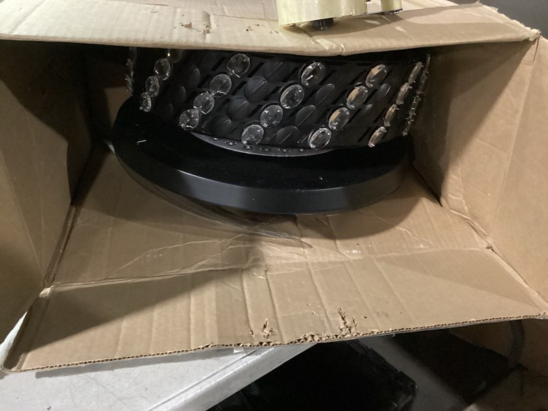 Condition photo showing As Is for Fandelier Ceiling Fan with Light, 42" Retractable Ceiling Fans with Lights Crystal Chandelier Fan, LED Dimmable Ceiling Fan Chandeliers for Bedroom Living Room, DC Motor, 6 Wind Speed - Black 121 Black 42 inch