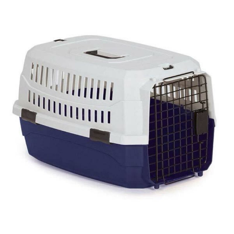 Pet Travel Crate Heavy Duty Plastic Blue Grey Secure Dog Cage Airline Approved