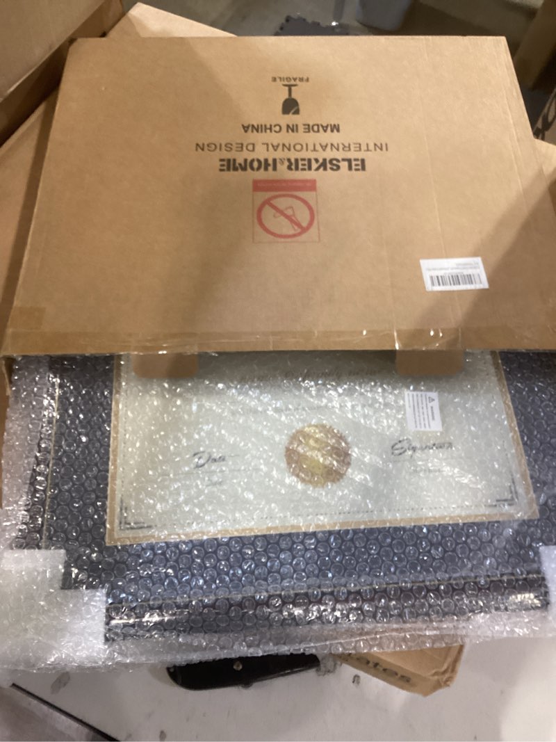 Condition photo showing New/Like New for elsker&home diploma frame - classic cherry wood color wide frame - only fits 11×14 document/certificate - acrylic plate - table top or wall mount display (double mat, navy mat with golden rim) mahogany+blue(golden rim) mat 11x14 with mat