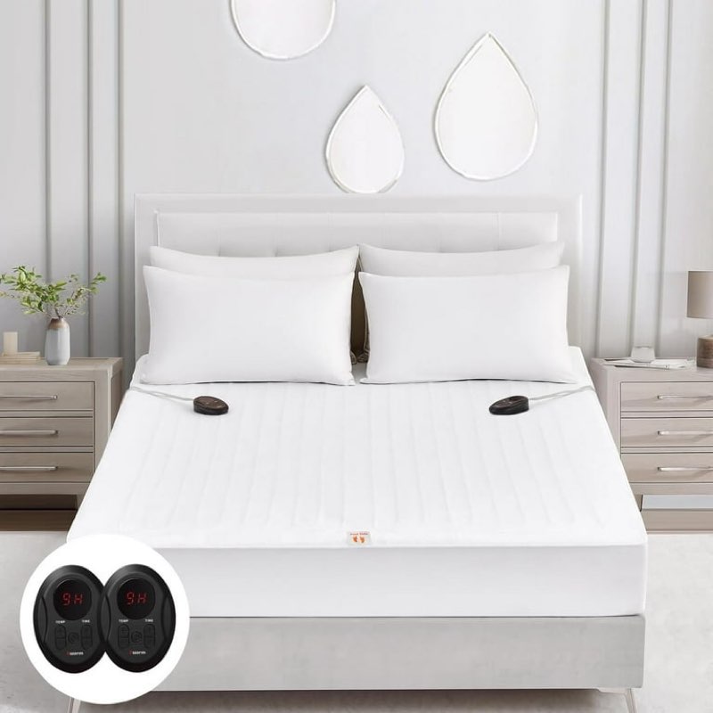 bwarm electric heated mattress pad  bed warmer, 9 heat settings, 1-12 hours auto off, deep pocket, fast heating, machine washable, soft and cozy