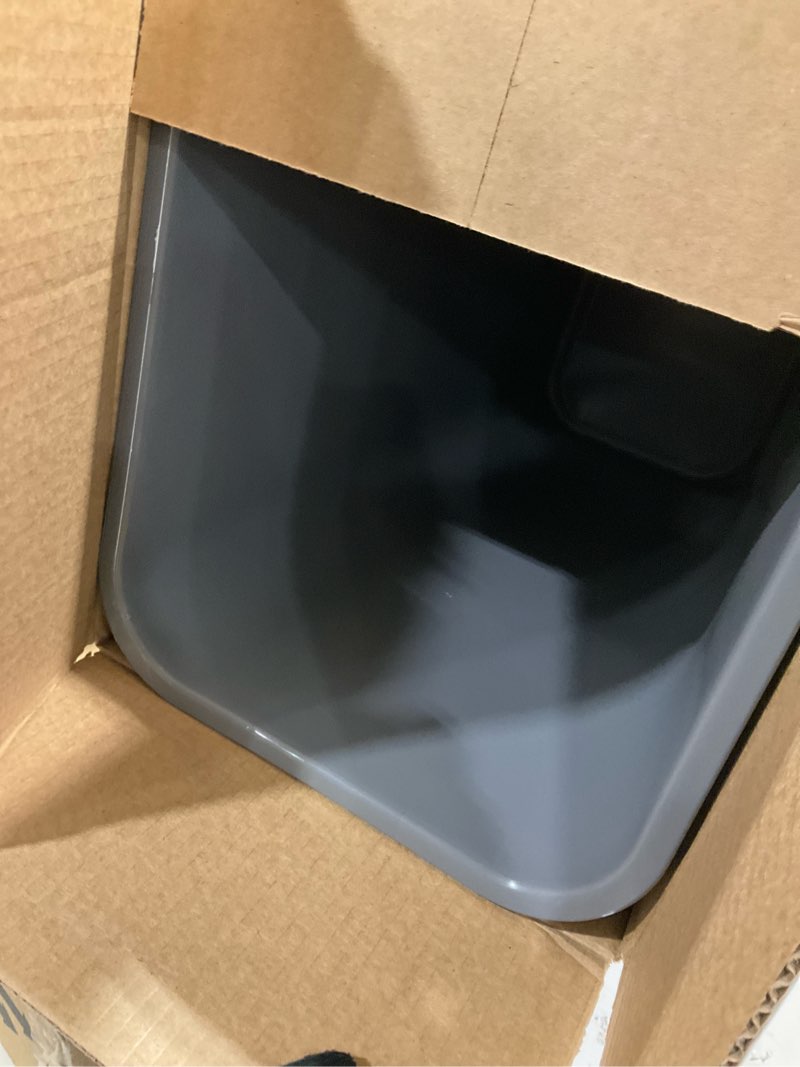 Condition photo showing As Is for Amazon Basics Rectangular Commercial Office Wastebasket, 10 gallons (Pack of 1), Grey Grey 10 Gallon (Pack of 1)