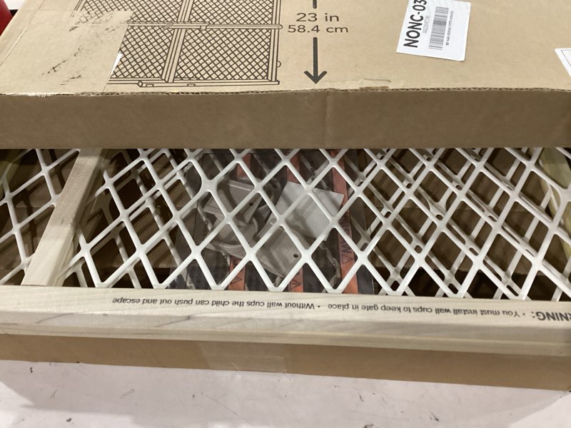 Condition photo showing Good Condition for toddleroo by north states - diamond mesh wooden baby gate: pressure mounted baby gate for doorways - adjustable 26.5 to 42 inches wide - 23 inches tall