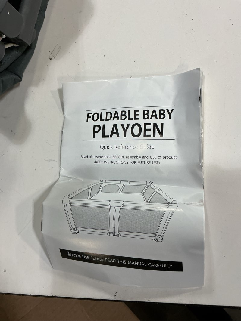 Condition photo showing Good Condition for (similar)foldable baby playpen with mat, 50\"x50\" safety play yard for babies & toddlers - indoor & outdoor use with carry bag - collapsible, portable play yard, dark gray dark gray foldable 50\"×50\" with mat