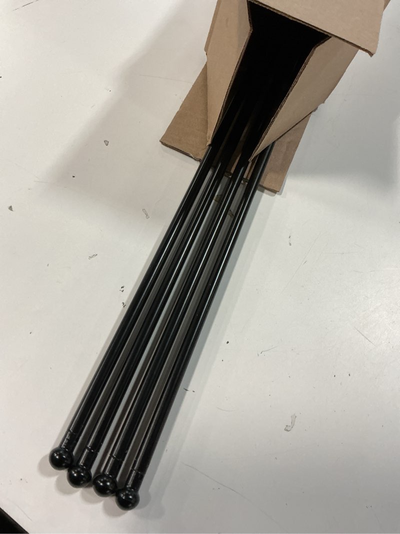 Condition photo showing As Is for jinchan french door curtain rods, no-drill adjustable black curtain rods with adhesive hooks, 28–48 inch aluminum 2-pack for sheer & tier curtains