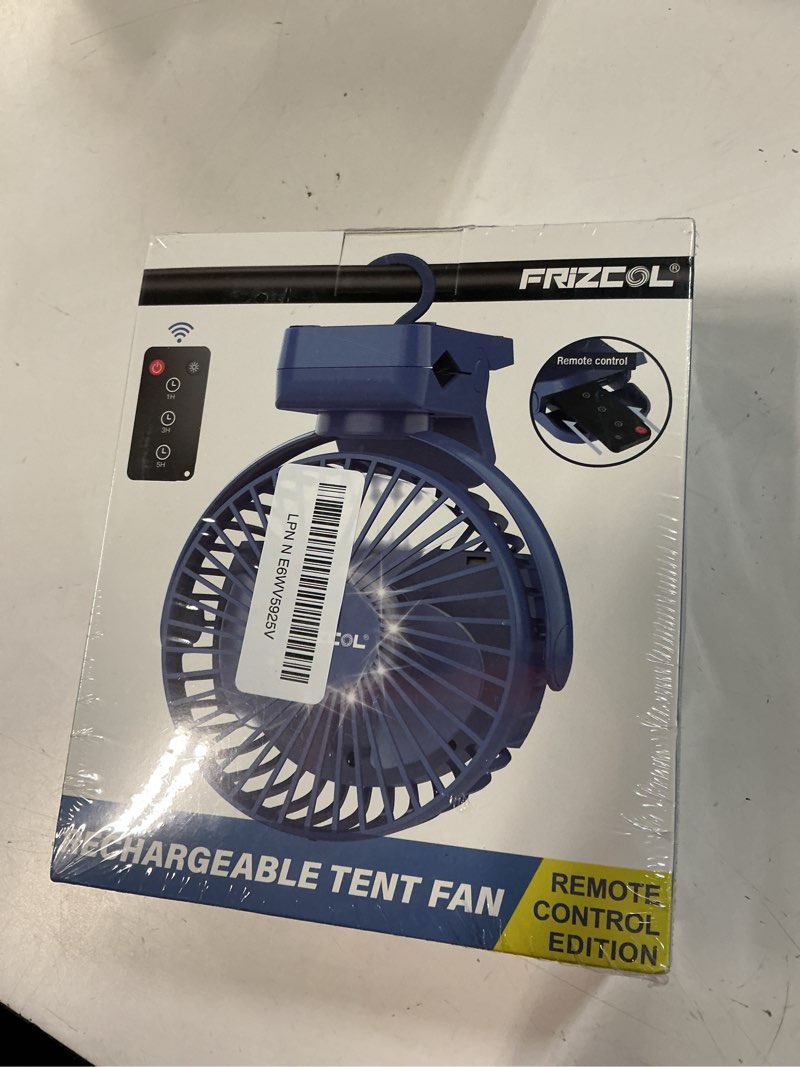 Condition photo showing New/Like New for clip on fan 65 hours portable desk fan rechargeable with led lights & hooks 12000 capacity battery operated fan with clips small desk fan mini fans for tents travel outdoor camping golf cart stroller dark blue